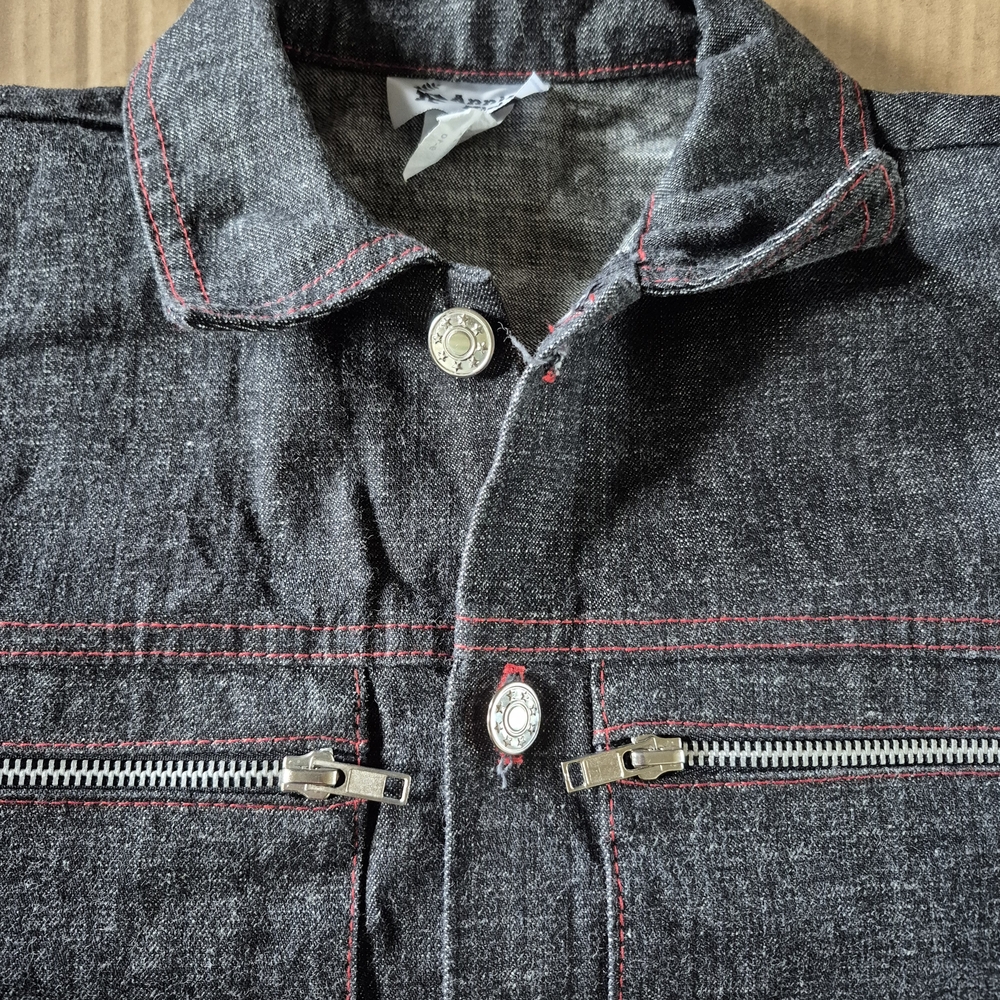 Annie Black Jean Jacket with Red Stitching - Picture 2 of 8